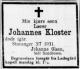 Johannes Kloster (1880-1931) - Dødsannonse i Stavanger Aftenblad den 4. juli 1931