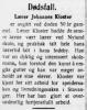 Johannes Kloster (1880-1931) - Nekrolog i Stavanger Aftenblad den 3. juli 1931