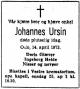 Johannes Ursin (1894-1973) - Dødsannonse i Aftenposten den 24. april 1973