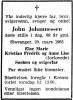 John Johannessen (1896-1965) - Dødsannonse i Stavanger Aftenblad den 23. mars 1965