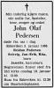 John Olaf Pedersen (1923-1968) - Dødsannonse i Halden Arbeiderblad, lørdag 6. januar 1968