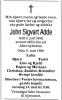 John Sigvart Adde (1908-1998) - Dødsannonse i Aftenposten, tirsdag 12. mai 1998