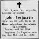 John Torjussen (1875-1959) - Dødsannonse i Tvedestrandsposten, onsdag 12. august 1959 John Torjussen (1875-1959) - Dødsannonse i Tvedestrandsposten, onsdag 12. august 1959