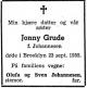 Jonny Grude, født Johannesen (1906-1955) - Dødsannonse i Stavanger Aftenblad den 28. september 1955