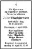 Julie Thorbjørnsen, født Deggelund (1912-1996) - Dødsannonse i Stavanger Aftenblad, tirsdag 9. april 1996
