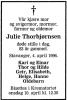 Julie Thorbjørnsen, født Deggelund (1912-1996) - Dødsannonse i Stavanger Aftenblad, tirsdag 9. april 1996 Julie Thorbjørnsen, født Deggelund (1912-1996) - Dødsannonse i Stavanger Aftenblad, tirsdag 9. april 1996