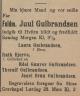 Juul Gulbrandsen (1849-1912) - Dødsannonse i Moss Tilskuer den 21. mars 1912