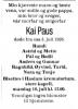 Kai Paus (1914-1995) - Dødsannonse i Aftenposten, lørdag 8. juli 1995