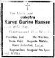 Karen Gurine Hansen, født Gundersen (1843-1915) - Dødsannonse i Aftenposten den 24. desember 1915