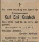 Karl Emil Knobloch (1848-1910) - Dødsannonse i Nordkapp, lørdag 30. april 1910