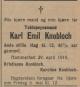 Karl Emil Knobloch (1848-1910) - Dødsannonse i Nordkapp, lørdag 30. april 1910 Karl Emil Knobloch (1848-1910) - Dødsannonse i Nordkapp, lørdag 30. april 1910