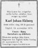 Karl Johan Ekberg (1911-1979) - Dødsannonse i Rogalands Avis, tirsdag 20. november 1979 Karl Johan Ekberg (1911-1979) - Dødsannonse i Rogalands Avis, tirsdag 20. november 1979