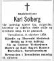 Karl Solberg (1877-1958) - Dødsannonse i Aftenposten den 10. oktober 1958