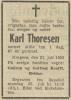 Karl Thoresen (1888-1955) - Dødsannonse i Telemark Arbeiderblad den 22. juli 1955.jpg Karl Thoresen (1888-1955) - Dødsannonse i Telemark Arbeiderblad den 22. juli 1955.jpg