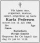 Karla Pedersen, født Johannessen (1913-1988) - Dødsannonse i Halden Arbeiderblad, fredag 15. juli 1988
