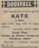 Kate Olsen, født Katharina Stray (1882-1938) - Dødsannonse i Norges Handels og Sjøfartstidende, tirsdag 13. desember 1938