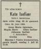 Katharina (Kate) Isefiær (1876-1964) - Dødsannonse i Morgenbladet den 26. juni 1964