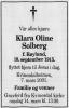 Klara Oline Solberg, født Røyland (1915-2001) - Dødsannonse i Agder den 9. mars 2001.jpg