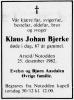 Klaus Johan Bjerke (1915-1982) - Dødsannonse i Telen, onsdag 29. desember 1982 Klaus Johan Bjerke (1915-1982) - Dødsannonse i Telen, onsdag 29. desember 1982