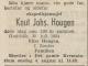 Knut Johannes Hougen (1854-1954) - Dødsannonse i Morgenbladet, tirsdag 3. august 1954