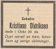 Kristiane Didriksen, født Olsen (1863-1940) - Dødsannonse i Grimstad Adressetidende, tirsdag 19. mars 1940