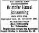 Kristoffer Hassel Schaanning (1880-1961) - Dødsannonse i Aftenposten den 2. desember 1961 Kristoffer Hassel Schaanning (1880-1961) - Dødsannonse i Aftenposten den 2. desember 1961