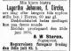 Lagertha Johanne Støren, født Dircks (1835-1896) - Dødsannonse i Morgenbladet, mandag 29. juni 1896