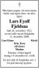 Lars Eyolf Fjeldsaa (1922-2006) - Dødsannonse i Budstikka (Asker og Bærum), torsdag 14. desember 2006