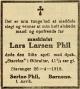 Lars Larsen Pihl (1877-1918) - Dødsannonse i Stavanger Aftenblad den 27. april 1918