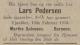 Lars Pedersen (1874-1913) - Dødsannonse i Tvedestrandsposten den 22. februar 1913 Lars Pedersen (1874-1913) - Dødsannonse i Tvedestrandsposten den 22. februar 1913