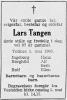 Lars Tangen (1876-1963) - Dødsannonse i Varden den 7. mai 1963