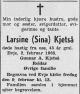 Larsine (Sina) Kjetså, født Jerstad (1922-1968) - Dødsannonse i Fædrelandsvennen den 7. februar 1968 Larsine (Sina) Kjetså, født Jerstad (1922-1968) - Dødsannonse i Fædrelandsvennen den 7. februar 1968