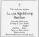 Laura Kjelsberg Sæthre (1894-1986) - Dødsannonse i Bergens tidende, lørdag 14. juni 1986