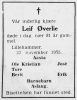 Leif Kolbjørn Øverlie (1894-1975) - Dødsannonse i Dagningen, fredag 28. november 1975