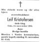 Leif Kristofersen (1906-1984) - Dødsannonse i Aftenposten, fredag 16. november 1984