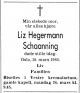 Liz Hegermann Schaanning (1887-1980) - Dødsannonse i Aftenposten den 19. mars 1980 Liz Hegermann Schaanning (1887-1980) - Dødsannonse i Aftenposten den 19. mars 1980