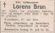 Lorens Brun (1866-1944) - Dødsannonse i Dagsposten - Trønderen, onsdag 19. juli 1944