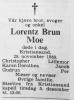 Lorentz Brun Moe (1919-1989) - Dødsannonse i Fædrelandsvennen den 29. november 1989