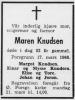 Maren Knudsen, født Hansen (1844-1966) - Dødsannonse i Porsgrunns Dagblad, lørdag 19. mars 1966 Maren Knudsen, født Hansen (1844-1966) - Dødsannonse i Porsgrunns Dagblad, lørdag 19. mars 1966
