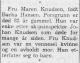 Maren Knudsen, født Hansen (1844-1966) - Minneord i Porsgrunns Dagblad, mandag 21. mars 1966 Maren Knudsen, født Hansen (1844-1966) - Minneord i Porsgrunns Dagblad, mandag 21. mars 1966