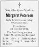 Margaret (Mekken) Petersen (1932-2001) - Dødsannonse i Adresseavisen, fredag 26. oktober 2001