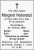 Margaret Hedenstad, født Sørensen (1906-1993) - Dødsannonse i Drammens Tidende og Buskeruds blad den 3. mars 1993