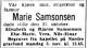 Marie Samsonsen, født Larsen (1867-1951) - Dødsannonse i Aftenposten den 2. november 1951