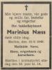 Marinius Næss (1870-1949) - Dødsannonse i Gjengangeren, tirsdag 21. juni 1949 Marinius Næss (1870-1949) - Dødsannonse i Gjengangeren, tirsdag 21. juni 1949