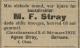 Markus Fredrik Stray (1844-1912) - Dødsannonse i Morgenbladet den 9. mars 1912