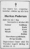 Markus Olof Emil Pedersen (1890-1971) - Dødsannonse i Halden Arbeiderblad den 13. oktober 1971 Markus Olof Emil Pedersen (1890-1971) - Dødsannonse i Halden Arbeiderblad den 13. oktober 1971