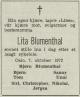 Martha (Lita) Blumenthal, født Hansen (1904-1972) - Dødsannonse i Arbeiderbladet den 9. oktober 1972