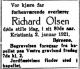 Martin Richard Olsen (1841-1921) - Dødsannonse i Aftenposten den 7. januar 1921