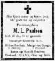 Martinius Leonard Paulsen (1890-1943) - Dødsannonse i Stavanger Aftenblad, mandag 31. mai 1943