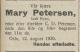 Mary Petersen, født Ryan (1886-1936) - Dødsannonse i Morgenbladet, fredag 14. august 1936